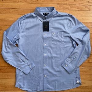 NEW Fred Perry Button Down Oxford Shirt Blue XL